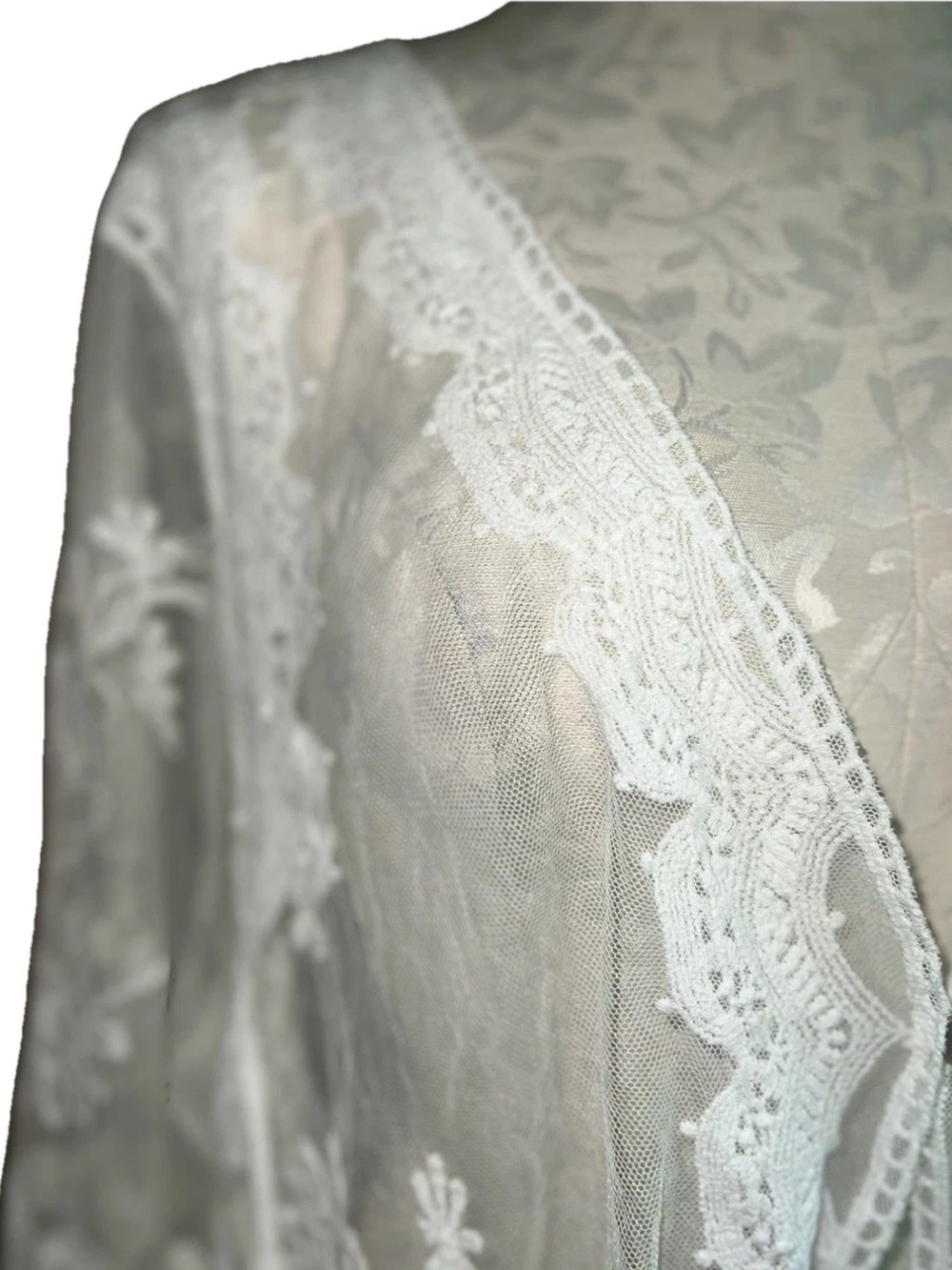 Chris McLaughlin NWT White Sheer Lace Embroidered Shrug Cardigan 3X - Picture 9 of 16